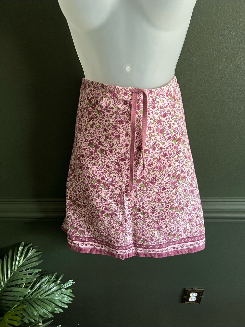 Route 66 Pink Floral A-Line Wrap Skirt